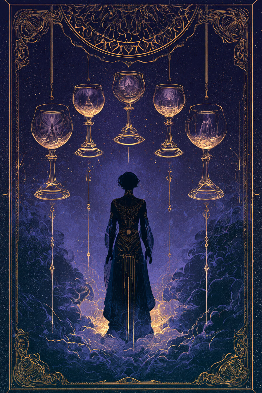 7 컵(7 of Cups) 타로 카드 그림 — 인내와 평가, 노력의 중간 점검 (감정·관계·마음…